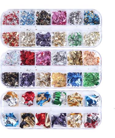 2 Sets Foil Chip Foil Nail Glitter Gold Leaf Schabin Flakes Metallic Manicure Scrap Paper Nail Art Decal - Buy Online on GoSupps.com