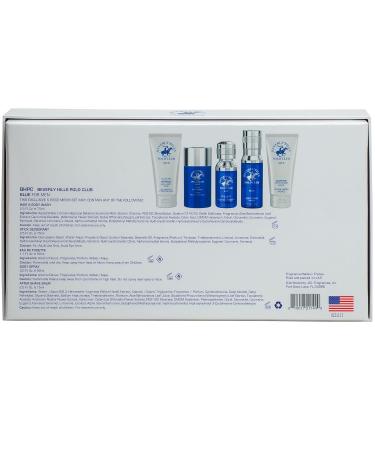 Beverly Hills Polo Club BHPC Cologne 5 Piece Gift Set for Men | Eau de Toillete Deodorant Shower Gel Body Wash Body Spray Fragrances (Blue) - Buy Online on GoSupps.com