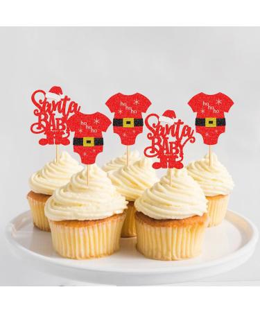 Keaziu 24 Pack Santa Baby Christmas Cupcake Toppers Picks Red Christmas cloth HoHoHo Celebrate Christmas Cupcake for Christmas Theme Birthday Party Cake Decorations Supplies Santa cloth - Buy Online on GoSupps.com