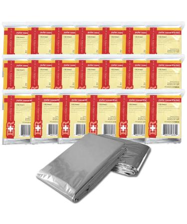 Ever Ready First Aid Mylar Rescue Blanket Large Silver Thermal Sheet for Emergency and Survival 54 x 84 20 Count