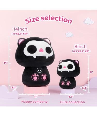 Mewaii Black Bone Cat 14'' Soft Skeleton Mushroom Stuffed Animal Plush Pillow Toy - Buy Online on GoSupps.com
