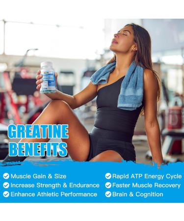 Creatine Monohydrate Gummies 5000mg - Muscle Strength & Energy Boost for Men & Women | Chewable Pre-Workout Supplement - 90 Count Blueberry - Buy Online on GoSupps.com