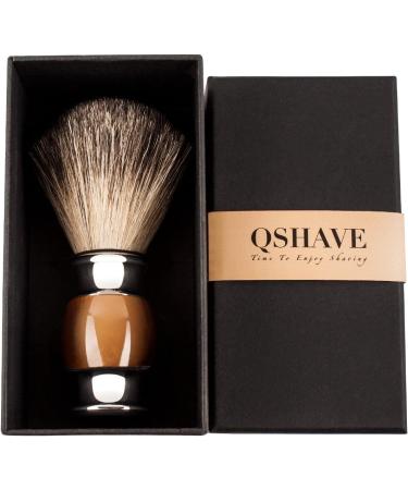 Qshave Badger Hair Shaving Brush | Premium Quality Wet Shaving Brush with Synthetic Resin Handle - Buy Online on GoSupps.com