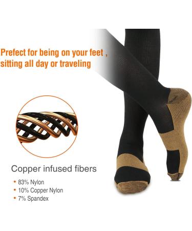 Copper Infused Anti-Fatigue Compression Unisex Flight Travel Socks Anti Swelling DVT Support *UK Stock* (Large/X Large) L-XL Black - Buy Online on GoSupps.com