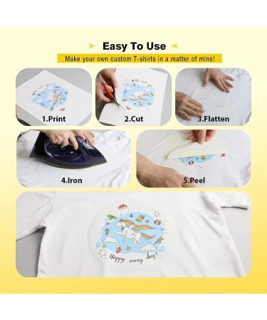 A-SUB Iron-On Heat Transfer Paper for White/Light Fabrics 8.5x11 - 20 Sheets | Inkjet Printer T Shirt Transfer Paper | Wash Durable, Long Lasting Design | No Cracking - Buy Online on GoSupps.com