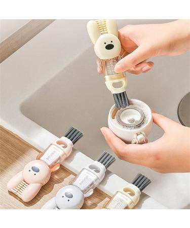 Multifunctional Brush Cup Lid Brush for Hard to Reach Areas Easy Storage Bottle Gap Cleaner White  - Buy Online on GoSupps.com