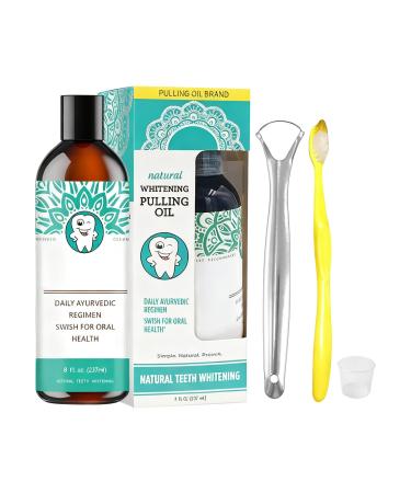 237ml Mouthwash Natural Alcohol-Free Gum Rinse - Column with Tongue Scraper and Toothbrush for Oral Hygiene Health and Dry Teeth Repair for Travel and Adults