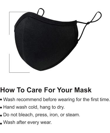 Face Masks for Women and Kids Black Cotton Washable Reusable Masks Breathable Face Covers with Adjustable Earloops - Buy Online on GoSupps.com