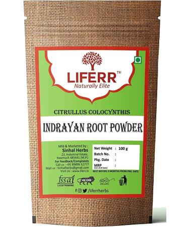 CROW LIFERR Indrayan Roots Powder | Citrullus Colocynthis Roots Powder | Bitter Apple | Makal | Ghorumba | Panjot | 100g