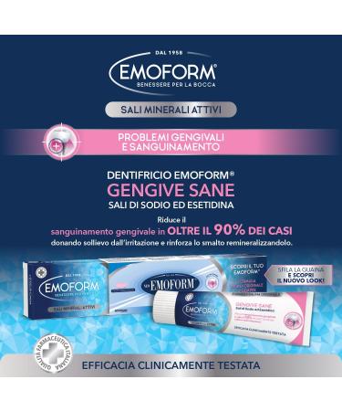  Emoform Emoform Healthy Gums Toothpaste 75 ml with sodium salts and hexetidine Reduces gum bleeding in over 90% of cases while providing relief from irritation Strengthens - Buy Online on GoSupps.com
