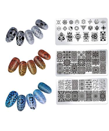 3pcs Nail Art Stamp Templates Stamper Scraper Kit Maleicure Stencil Nail Art Tools (OM-D19 Om-D20 Om-D21)