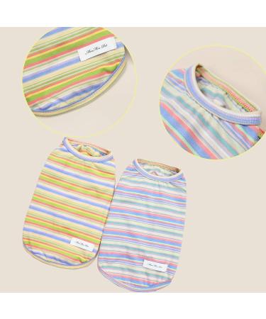 Buy Yaodhaod Dog Striped T-Shirt - Breathable Cotton Summer Vests for Small & Medium Dogs | 2-Pack - Buy Online on GoSupps.com