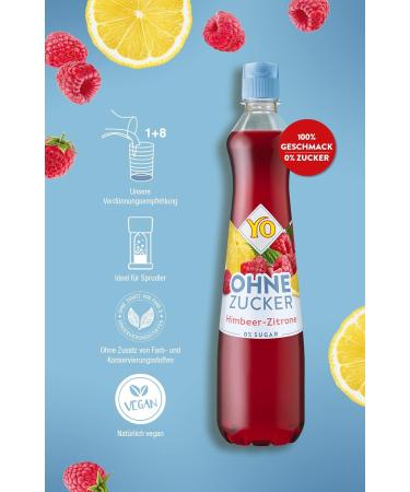 Yo Syrup Raspberry Lemon - Sugar-Free 2 Calories per 100ml Vegan - 6 x 700ml (Makes 6 Liters) - Order Online! - Buy Online on GoSupps.com