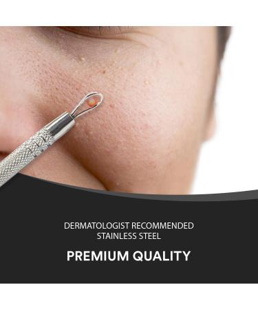 Lancet for Facial Milia & Whitehead Extraction Tool | Double Ended Angled Circle Loop & Sharp Needle | Dermatologist Recommended | Synthetic Leather Storage - Buy Online on GoSupps.com