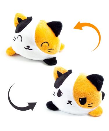 EMBRAGUE Cat Plushie - Cute Reversible Plush Cat Cuddly Toy - Like The Famous Reversible Octopus Plush Reversible Turtle Plush - Cute Plushies Toy Cat Happy Sad Grumpy Mood Toy Cat Gifts