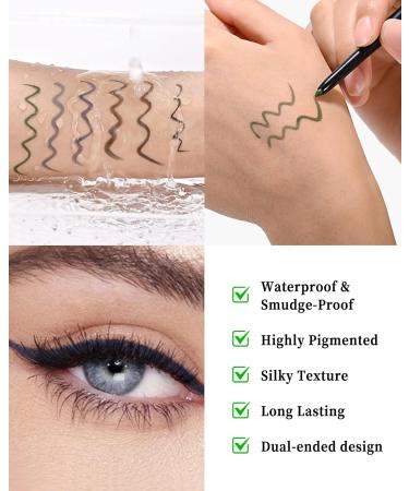 Grey Waterproof Eyeliner Pencil 2Pcs Smudge Proof Long Lasting Gel Eyeliner Creamy Smooth Waterline Eyeliner Highly Pigmented Micro-Fine Retractable Eyeliner with Built-In Sharpener & Smudger-05 05 Grey - Buy Online on GoSupps.com