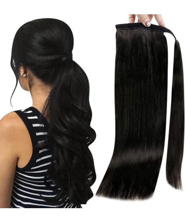 Ponytail Extensions No Claw Clip Full Shine Ponytail Human Hair Straight Wrap Around Ponytail Clip Balayage Color Ponytail Extensions 70Grams for Women(Black 12 inches 70g) 12 inches 70g Black - Buy Online on GoSupps.com