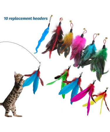 IOSPKKIO Pack of 10 Cat Feather Toys Replacement Cat Toy Magic Wand Refills with Storage Bag Cat Feather Refill Interactive Cats - Buy Online on GoSupps.com