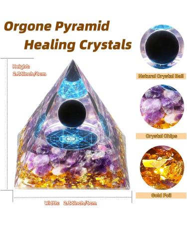 Xiannvxi 2.4 Large Black Obsidian & Amethyst Gemstone Pyramid - Natural Reiki Energy Gift for Men & Women - Buy Online on GoSupps.com