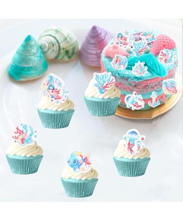 Catelves 46-Piece Mermaid Edible Cake Decorations - Perfect for Birthday Parties & Marine Themed Events - Buy Online on GoSupps.com
