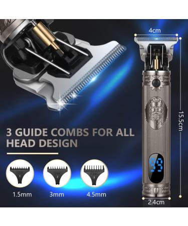 URAQT Cordless Hair Clippers for Men - Electric Beard Trimmer and Precision T-Blade Shaver Kit with Guide Combs - Silver - Buy Online on GoSupps.com
