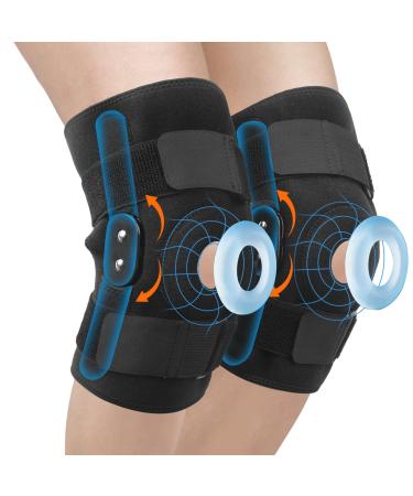 JWISLAND 2 Pack Knee Braces for Knee Pain Women & Men Knee Brace with Side Stabilizers & Patella Gel Pads for Arthritis Pain and Knee Support Meniscus Tear Injury Recovery Joint Pain Relief X-Large