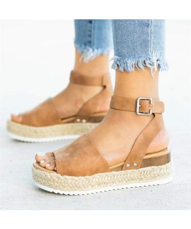 Buy XTZYGLFD Fashion Women Wedges Sandals - Casual Brown Toe Sandals 6.5 UK for Summer - Stylish & Comfortable Footwear - Buy Online on GoSupps.com