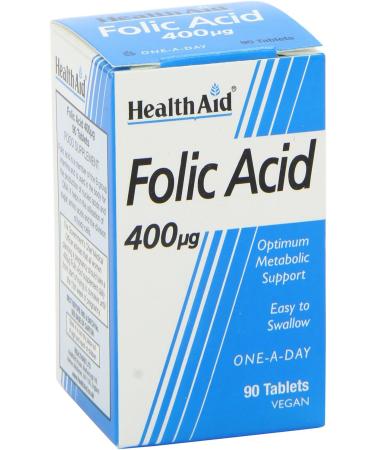 HealthAid Folic Acid 400mcg - 90 Tablets | Essential Supplement for Healthy Pregnancy and Cell Division - Buy Online on GoSupps.com