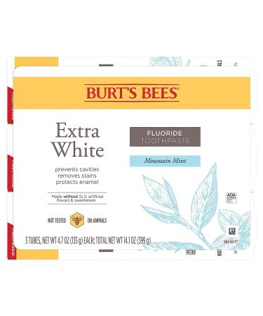 Burt's Bees Extra White Toothpaste Fluoride Toothpaste Natural Flavor Mountain Mint 4.7 oz Pack of 3 - Buy Online on GoSupps.com