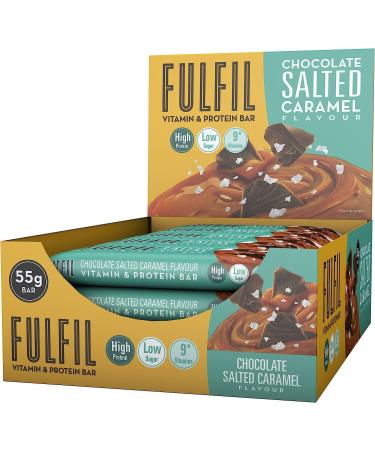 Fulfil Vitamin and Protein Bar (15 x 55 g Bars) Chocolate Salted Caramel Flavour 20 g High Protein 9 Vitamins Low Sugar
