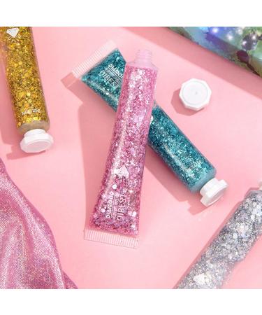 RoseFlower 6 Colours Face Gel Glitter Body Gel Festival Glitter Cosmetic Face Hair Nails Eyes Bling Sequins Makeup Sequins Liquid Eyeshadow Christmas Halloween Makeup Mermaid Powder Shiny Flakes #1 - Buy Online on GoSupps.com