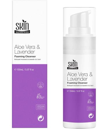 SKIN SUPERFOOD Face Wash Foaming Cleanser | Aloe Vera Lavender and Licorice Root Infused Formula for Oily to Dry Skin Cleansing | Natural and Vegan 150ml - Buy Online on GoSupps.com