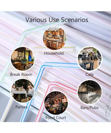 FOREVERIE 500 Counts Individually Wrapped Disposable Straws Plastic for Drinking Flex & Bendy Common 0.24 Inch Calibre 8.27 Inches Length Striped Color Soft Thin Bulk Package - Buy Online on GoSupps.com