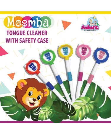 Adore Moomba Tongue Cleaner + Safety Case for Child Oral Care - Multicolour (Pack of 5) - Buy Online on GoSupps.com