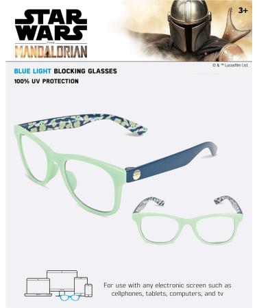 STAR WARS Baby Yoda Light Blocking Glasses for Kids | Computer Gaming Eyewear (Ages 2-10) with Protective Case - Small Green/Blue - Buy Online on GoSupps.com
