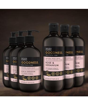 Baylis & Harding Goodness Rose & Geranium Toiletries Bundle: 3 x 500 ml Hand Wash & 3 x 500 ml Body Wash (6 bottles) - Vegan Friendly 500.00 ml (Pack of 6) Rose & Geranium Body Wash Bundle - Buy Online on GoSupps.com
