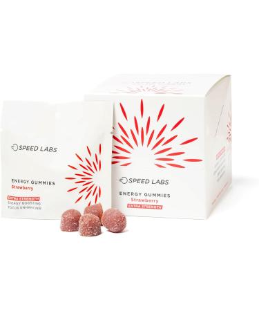 Extra Strength Strawberry Caffeine Energy Gummies | 50mg Caffeine & B-Vitamins | Vegan & Gluten Free 32 Pieces - Buy Online on GoSupps.com
