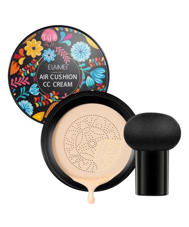 Hagar Mushroom Head air pillow CC cream |100 g Natural mushroom head primer moisturizing pigment CC Liquid Foundation with mushroom head sponge for women and girls natural color
