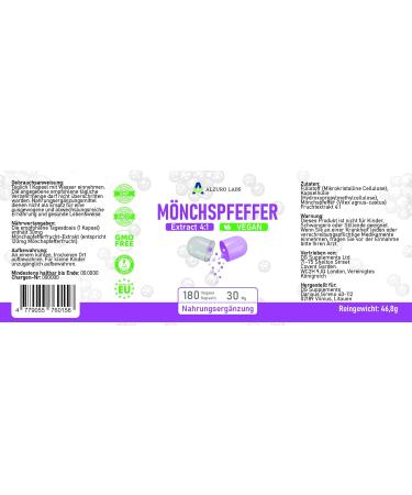 Poivre moine | 120 mg quivalent (30 mg d'extrait 4:1) | 180 capsules v g taliennes | quilibre hormonal et bien- tre | 6 mois de stock | Test en Laboratoire | Certifi GMP - Buy Online on GoSupps.com