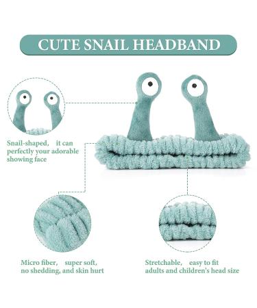 Snail Cartoon Spa Headband | Soft Coral Fleece Wraps for Women | Green Facial Makeup Hair Band - Buy Online on GoSupps.com