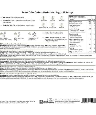 Protein Works Matcha Latte Protein Coffee Coolers | 22g Protein 120mg Caffeine | Coffee Flavoured Shake | 33 Servings | 1kg Pack - Buy Online on GoSupps.com