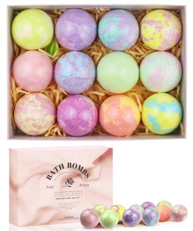 Bath Bombs 12pcs Scents Large Bath Bombs for Women Gifts 80g 2.8OZ Organic & Natural Handmade Bath Bomb Set Fizzes Spa Skin Care Bathbombs Ladies Christmas Gifts Ideas for Her/Wife Birthday