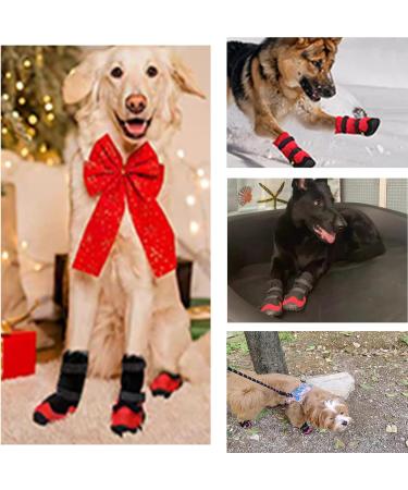 Waterproof Dog Shoes for Medium Dogs | 4-Piece Non-Slip Paw Protection with Adjustable Reflective Velcro - Red & Black - Buy Online on GoSupps.com