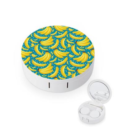 Banana Cute Contact Lens Case Travel Portable Round Contact Storage Box Kit with Mirror for Daily Outdoor