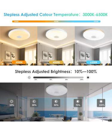 Chedux 48W Dimmable LED Ceiling Lamp with Bluetooth Speaker & App Control - RGB Color Changing Light for Bedroom & Living Room - Buy Online on GoSupps.com