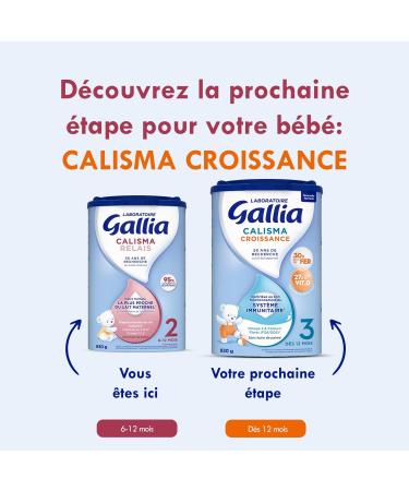 Laboratoire Gallia - Calisma 2 Relais - Milk Powder for Infants and Babies 2nd Age - Enriched with Vitamins A C & D - Palm Oil Free - From 6 to 12 Months - Pack of 3x830g - Buy Online on GoSupps.com