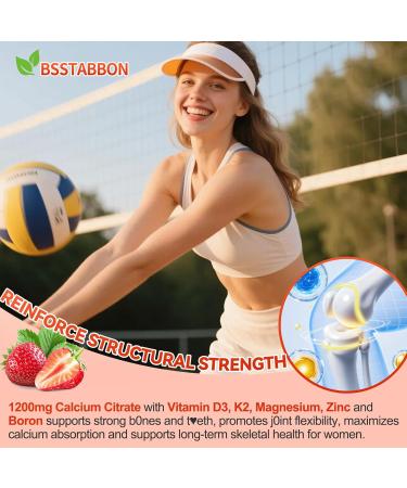 Calcium Supplements for Women Gummies: Organic Chewable Sugar Free Vegan Calcium 1200 mg with Vitamin D3 K2 B6 B12 Mineral Magnesium Zinc Citrate - for Womens Immune Overall Health(60Count) Strawberry 60 Count (Pack of 1) - Buy Online on GoSupps.com