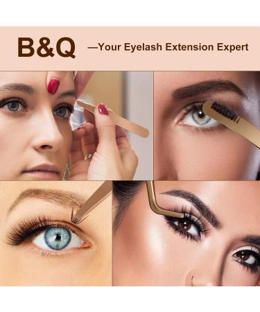 Golden Eyelash Applicator Tool Set - 2pcs Stainless Steel B&Q Lash Applicator for Cluster and False Lashes | Multifunctional Tweezers Included - Buy Online on GoSupps.com
