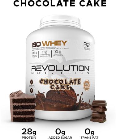 Revolution Nutrition Iso Whey Protein Powder 100% Isolate Premium Formula Gluten Free Low Carb Lean Muscle Mass for Men & Women 28g Of Protein Per Scoop 2.72 Kg 82 Servings (Chocolate Cake 6 Pound) Chocolate Cake 82 Servings (Pack of 1) - Buy Online on GoSupps.com