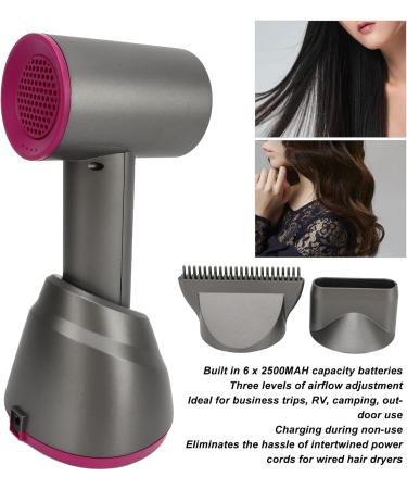 Cordless Hairdryer 100 240V 3 Levels Airflow Rechargeable Low Noise Narrow Spout for RVs (US Plug) - Buy Online on GoSupps.com